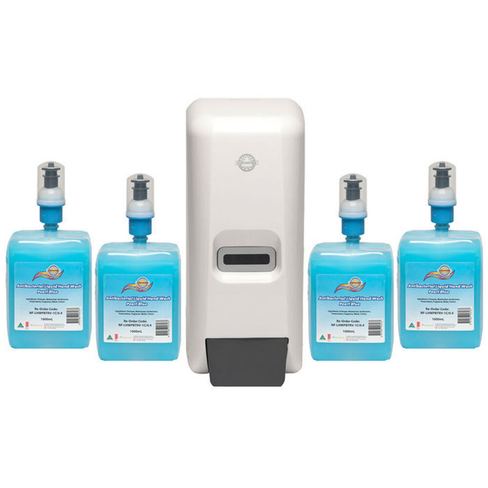 Northfork Liquid Soap Dispenser & 4x 1L Hand-wash/Sanitiser Cartridges ...