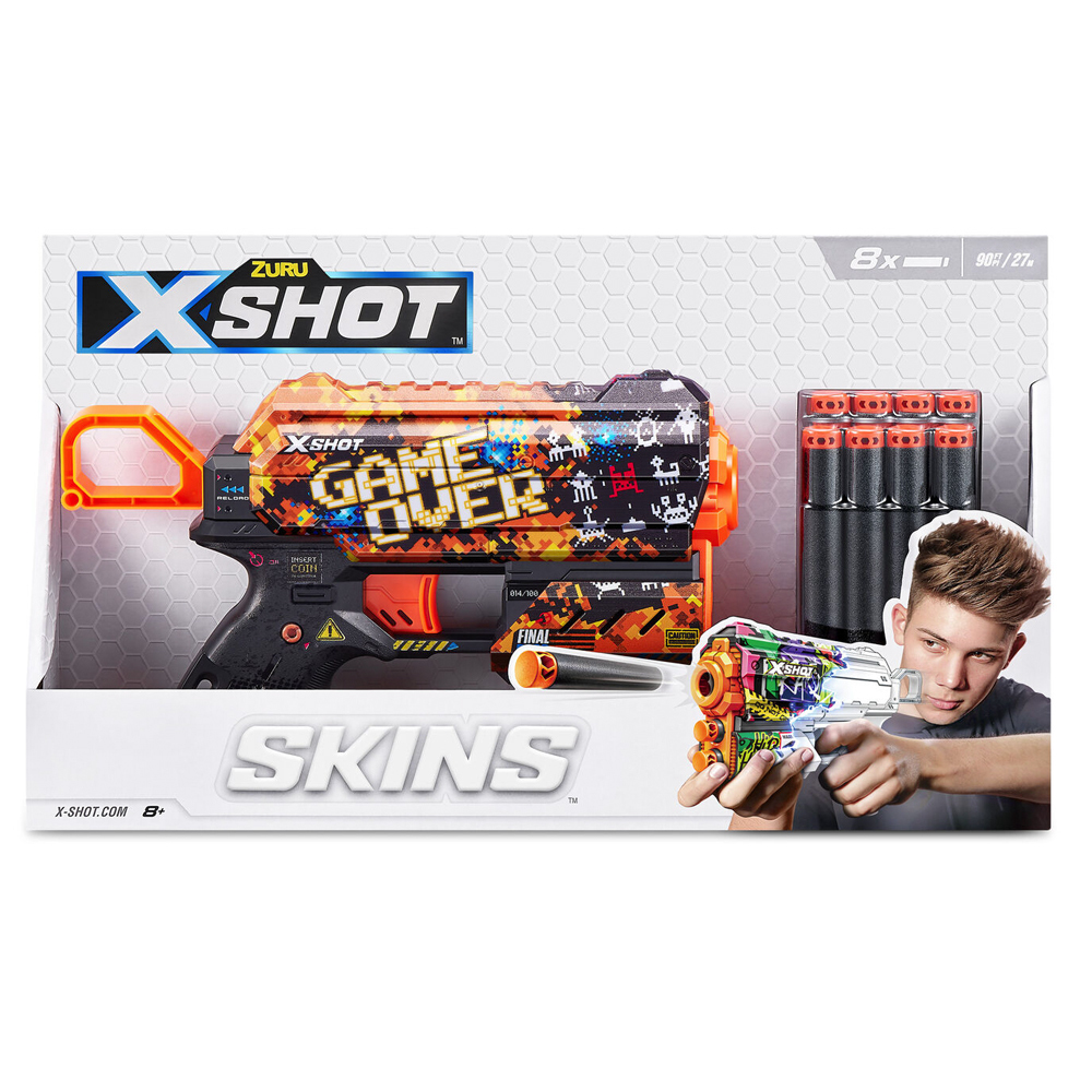 Zuru X-SHOT Skins Flux Blaster Toy Gun w/8 Darts Assorted 8+ - Online