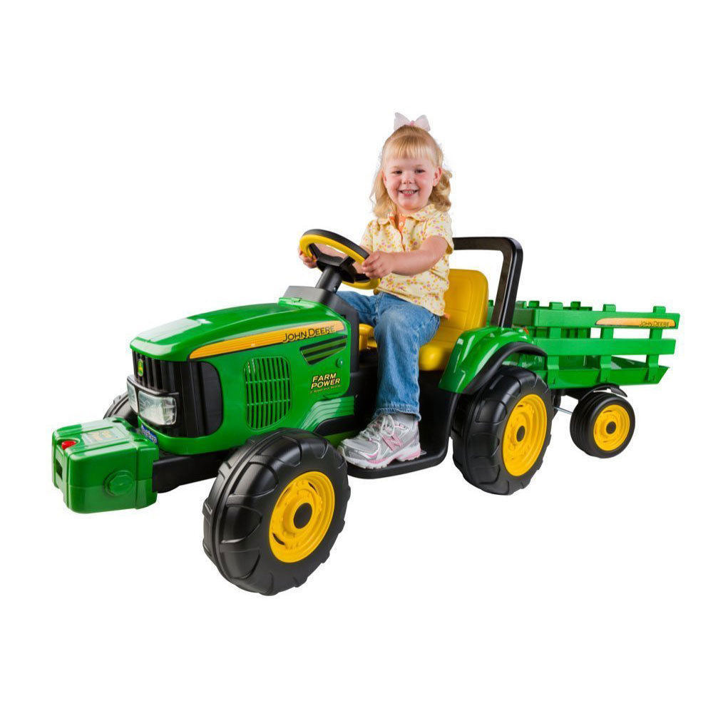 John Deere 12V Electric Ride On Tractor w/Trailer/Wagon/Toy/Kids