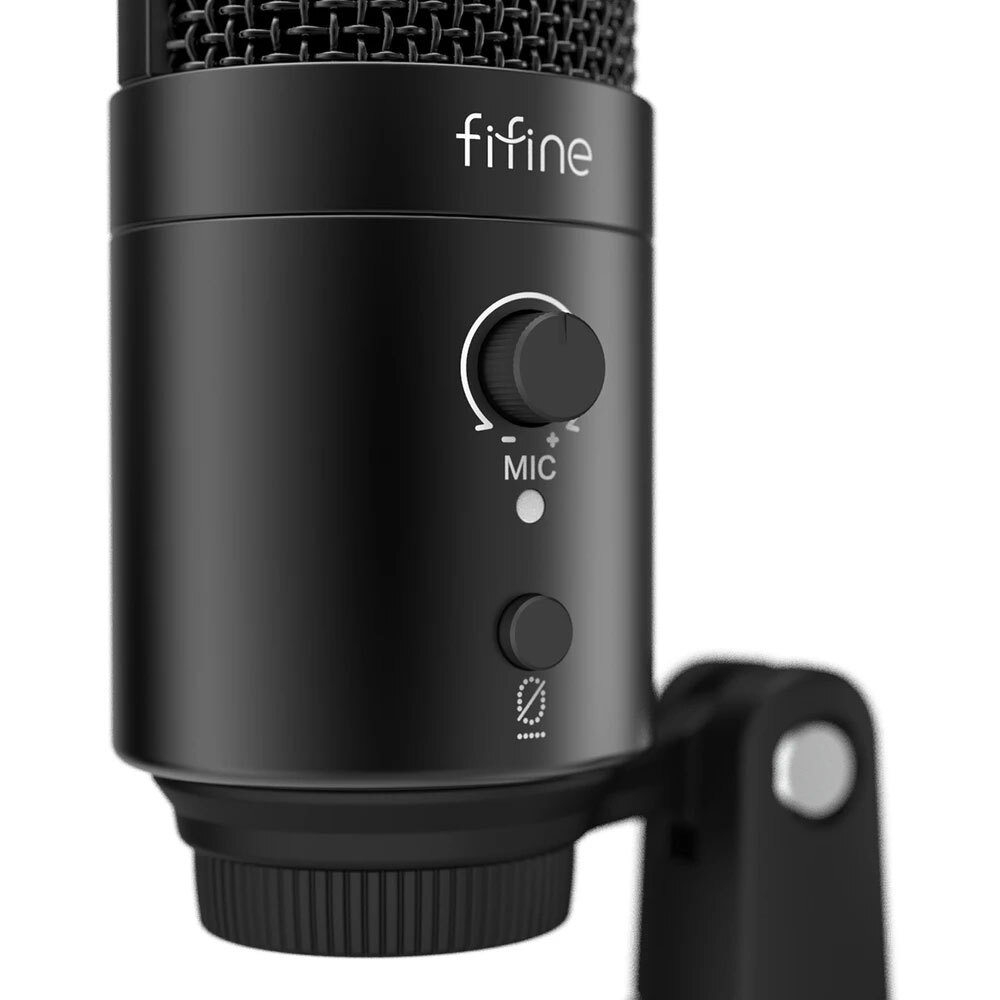 KG Fifine Technology Silver USB Condenser Microphone With Desk
