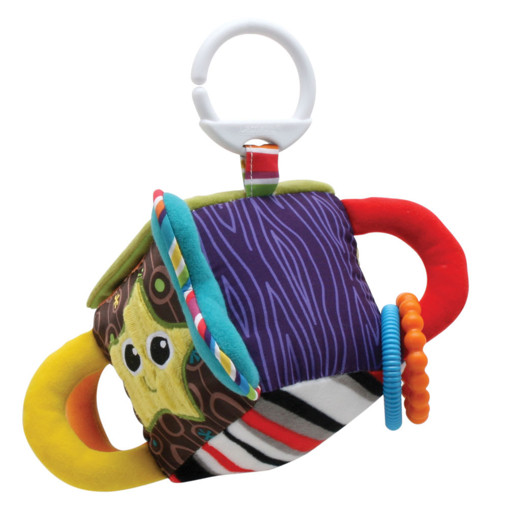 Lamaze Clutch Cube Crinkle/Jingle/Mirror Plush/Soft Toy/Game for Baby ...