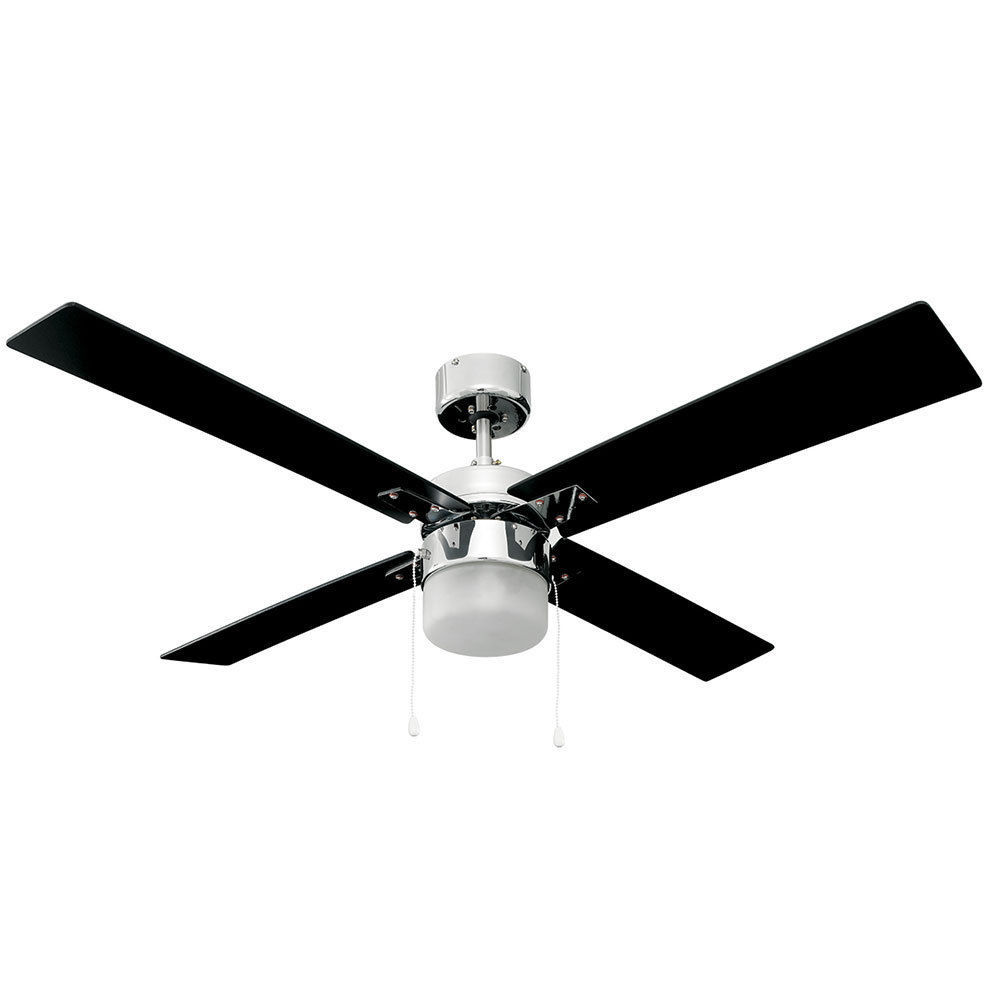 Stella 1300mm White/Black Ceiling Fan w/Light Reversible 4 Blade/Air