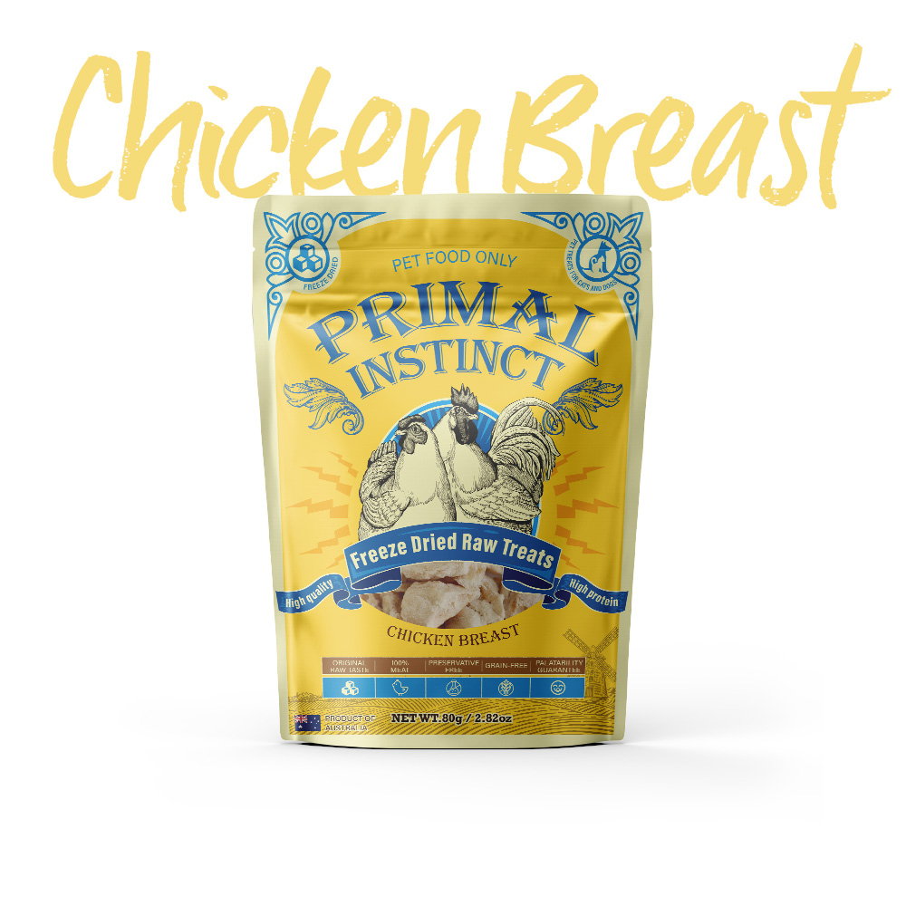 2x Primal Instinct 80g Freeze Dried Raw Pet Treat Food Chicken Breast Online KG Electronic