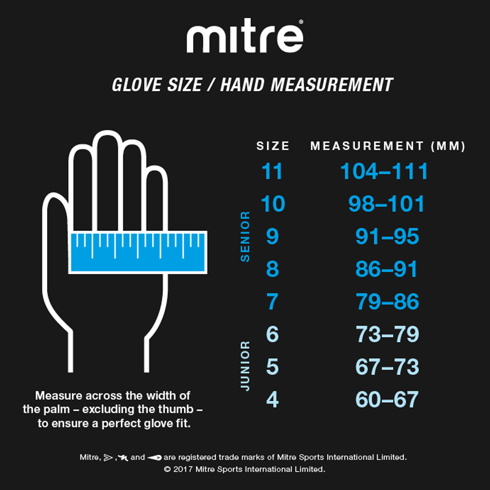 glove gloves goalkeeper guide mitre goalie football soccer sizes goal keeper magnetite 2pk