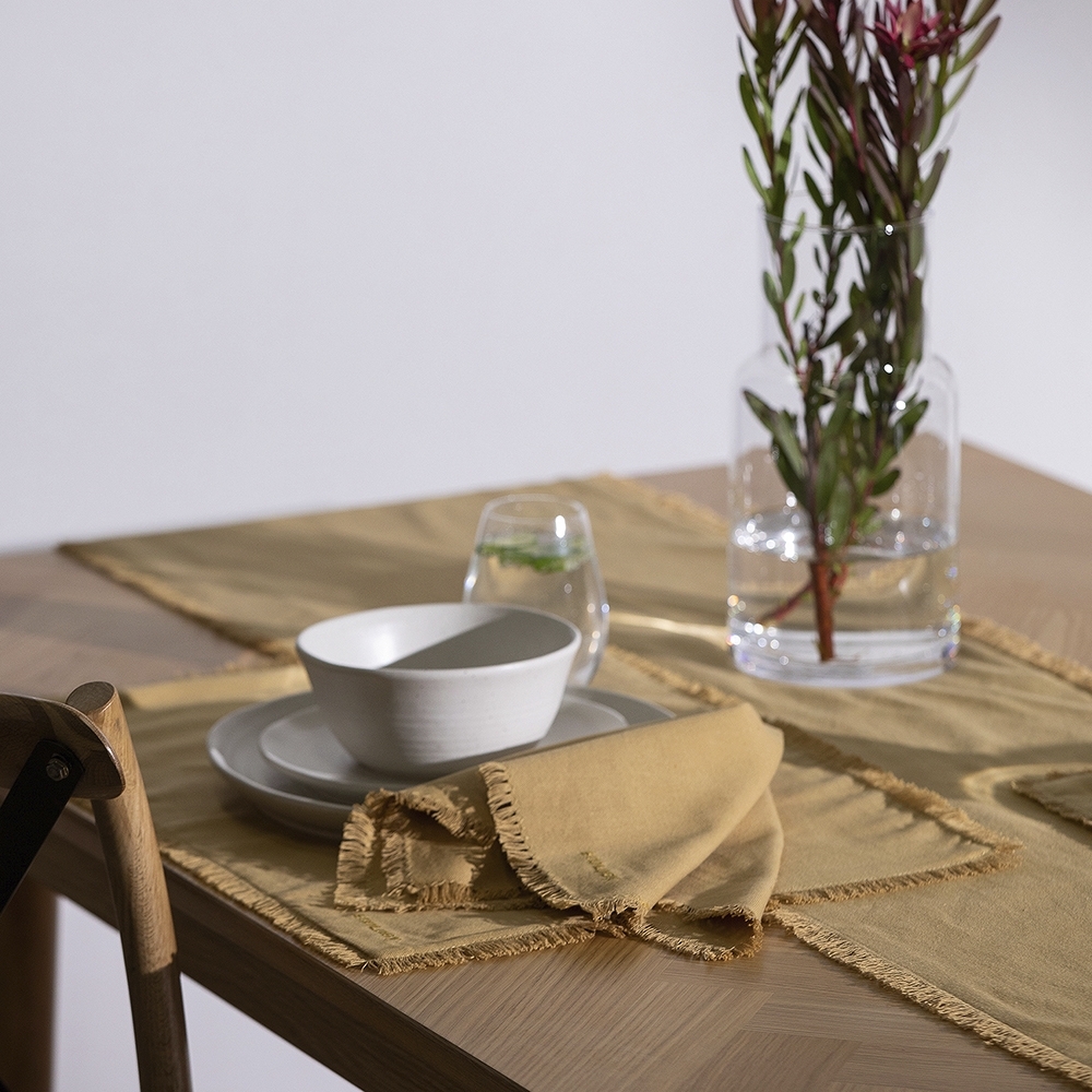 4pc Ecology Fray 100% Cotton Placemats Dijon Set