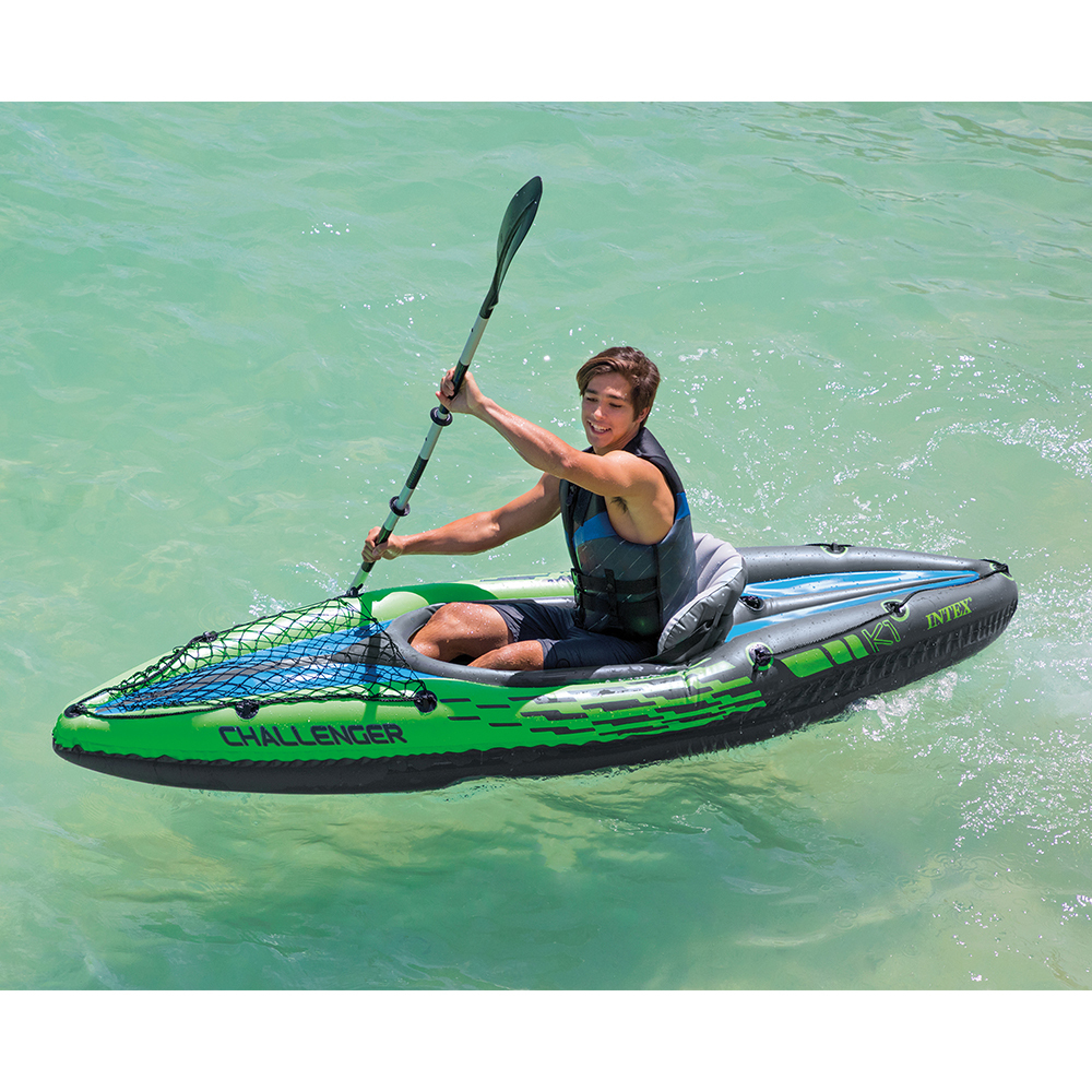 Intex Sports Challenger K1 Inflatable Kayak 1 Seat Floating Boat Oars