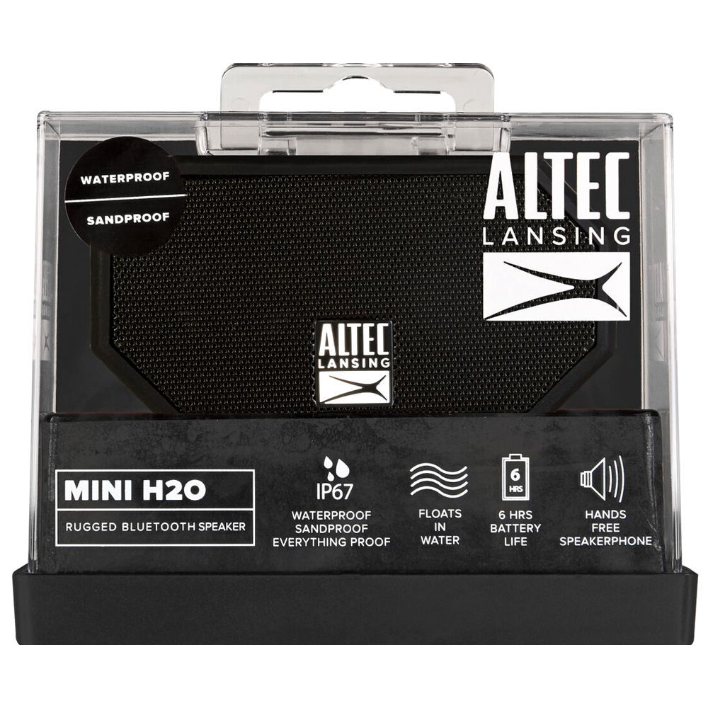 Altec Lansing Black Mini H20 Bluetooth AUX Wireless Portable Waterproof ...