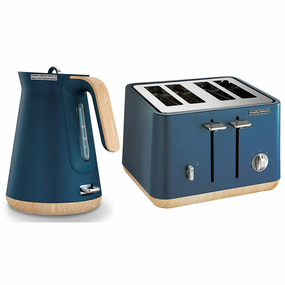 Morphy Richards Scandi Deep Blue 4 Slice Toaster W Cordless Kettle