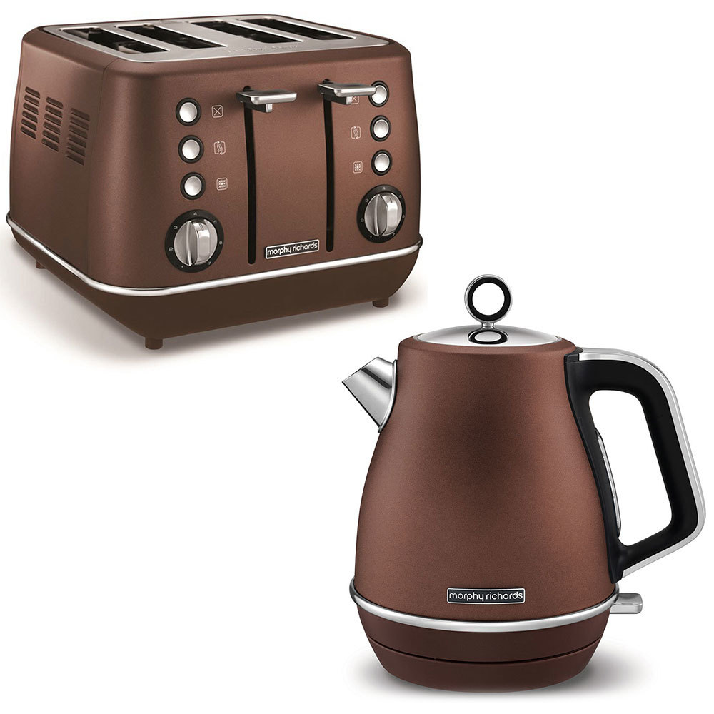 morphy richards red toaster and kettle set