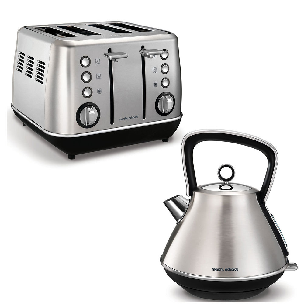 Morphy Richards 1880w Evoke Stainless Steel 4 Slice Toaster 1.5l Kettle 