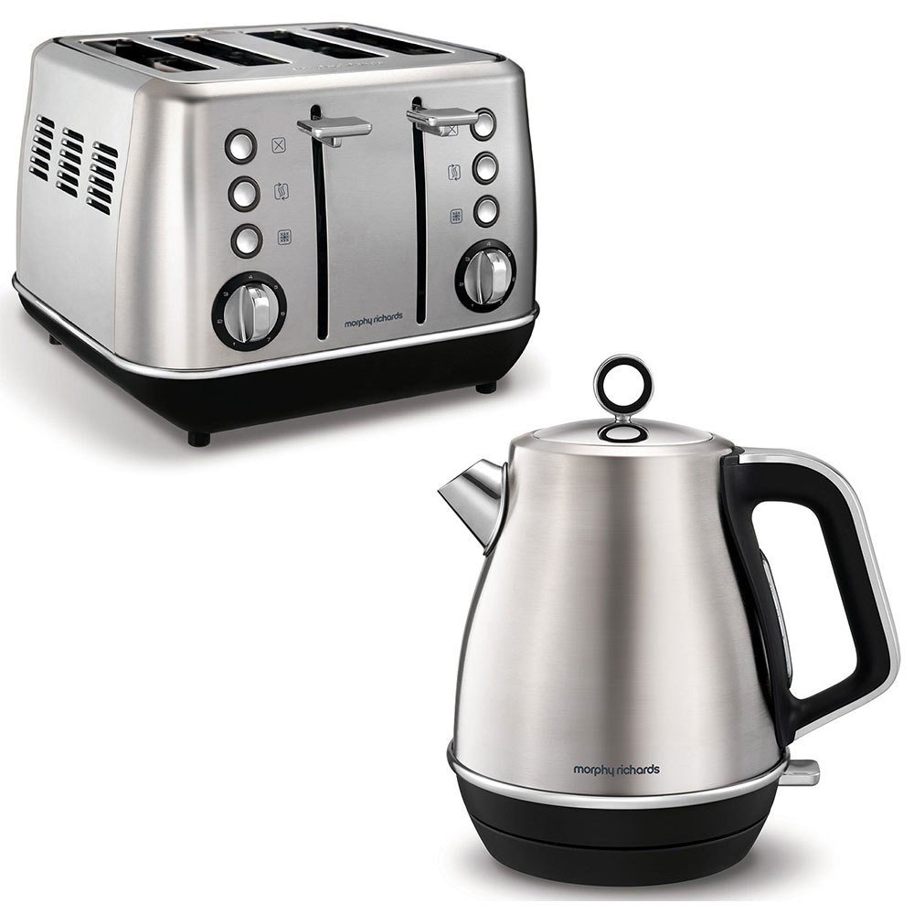 stainless steel kettle and toaster