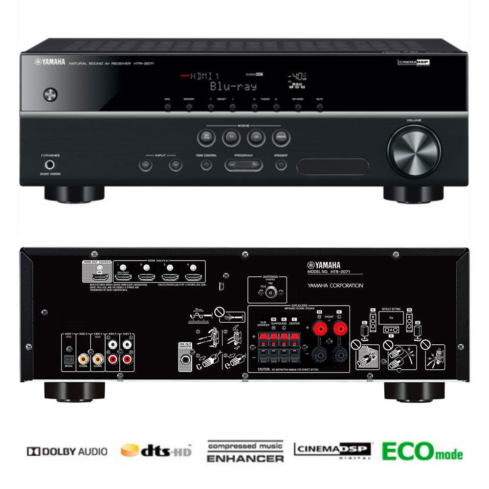 Yamaha HTR-2071 AV Receiver 5.1CH 4K/HDMI/HD/HDR/Cinema DSP for Home