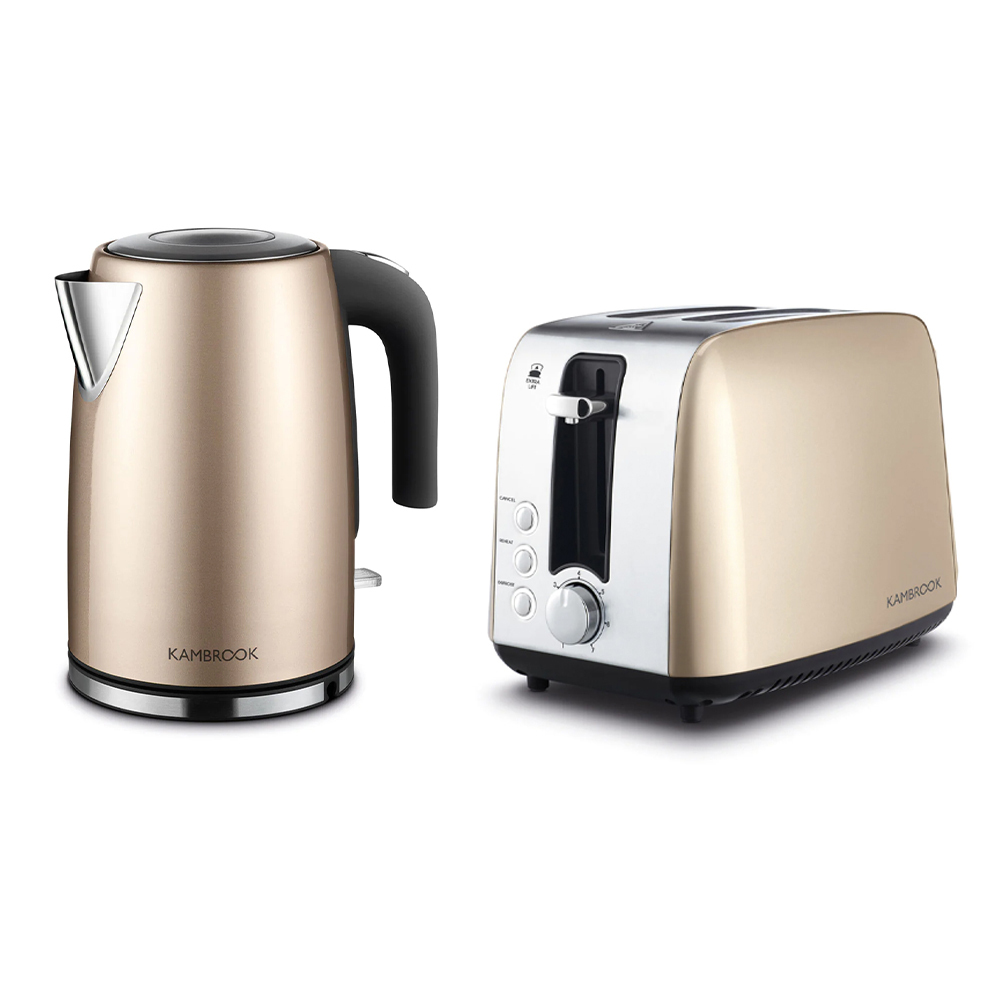 Kambrook Deluxe Series 1.7L Kettle 2 Slice Stainless Steel Toaster Champagne Online KG Electr