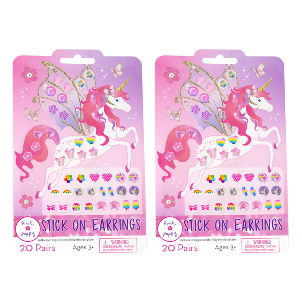 Pink Poppy, Unicorn Princess Stick on Earrings