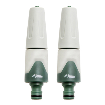 2PK Hills Fully Adjustable Watering Garden Hose Nozzle 12mm Green/Grey