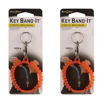 2PK Nite Ize Key Band-It Stretch Wristband Keyholder Orange 6.5cm