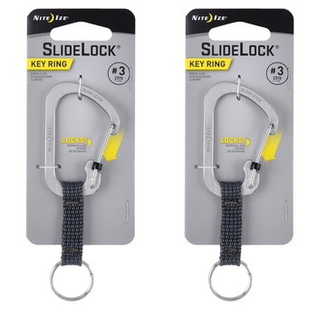 2PK Nite Ize Slidelock 11cm Stainless Steel Keyring Carabiner - Grey