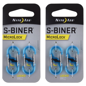 2x 2pc Nite Ize S-Biner Microlock Polycarbonate Carabiner - Blue