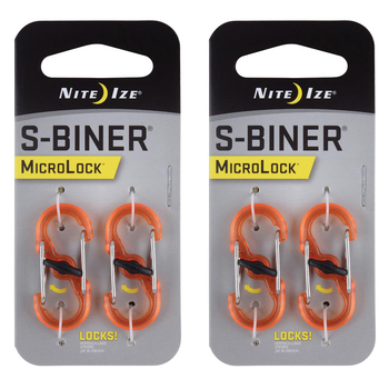 2x 2pc Nite Ize S-Biner Microlock Polycarbonate Carabiner - Orange