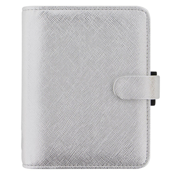 Filofax Saffiano Pocket Organiser Faux Leather Metallic Silver