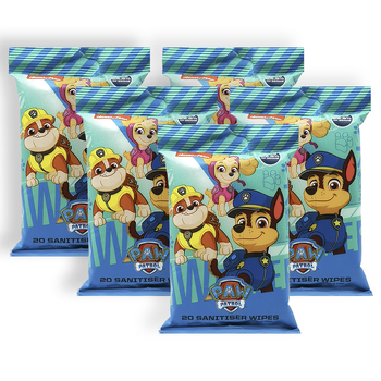 5x 20pc Paw Patrol Antibacterial On The Go Wet Hand Wipes