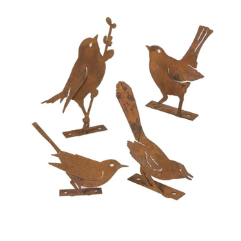 5pc Garden Rust Metal 10cm Bird Silhouette Set - Medium