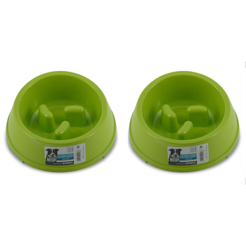 2x M-Pets 900ml  Melamine Bowl High Back Slow Down Cat/Kitten Pet Feeder