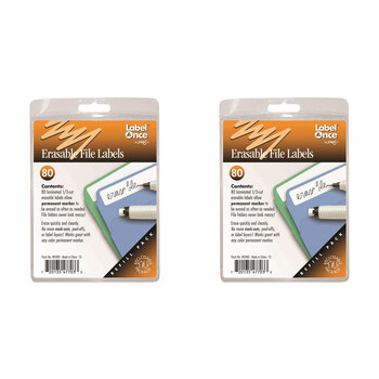 2x 80pc Jokari Laminated Erasable File Labels Refill Pack White