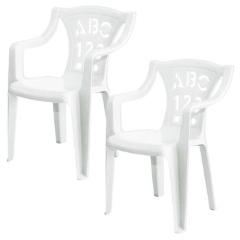 2PK Tuff Play Children's Alphabet Stackable Chair - Primary White 2-6Y