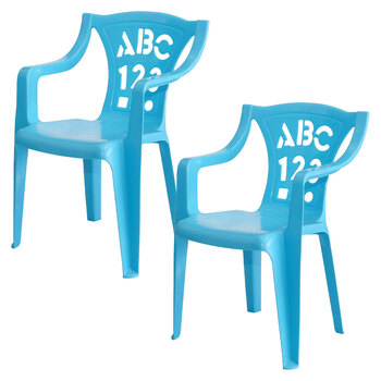 2PK Tuff Play Children's Alphabet Stackable Chair - Pastel Blue 2-6Y