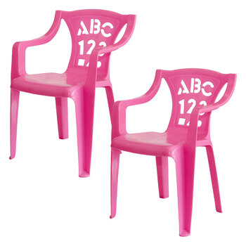 2PK Tuff Play Children's Alphabet Stackable Chair - Pastel Pink 2-6Y