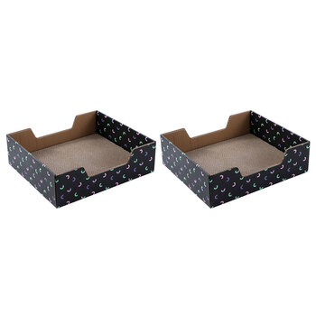 2PK Paws & Claws 38cm Cat Scratcher Box w/ Catnip - Black