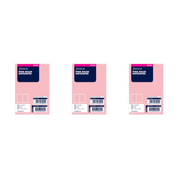 3x 20pc Filofax 12cm Pocket Refill Ruled Notepaper Pink