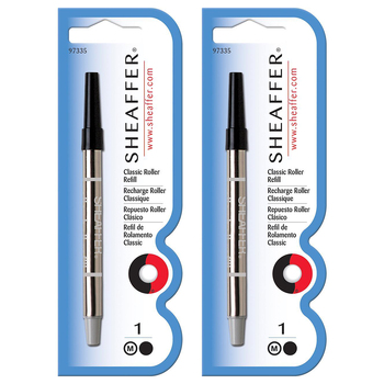 2PK Sheaffer Medium Roller Ball Pen Refill Single Classic Black