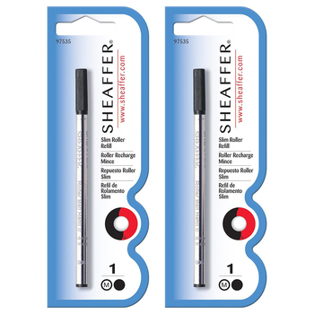 2PK Sheaffer Roller Ball Pen Refill Single Slim Medium Black