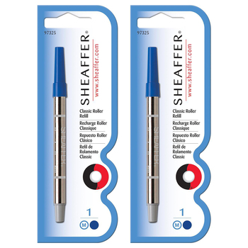 2PK Sheaffer Roller Ball Pen Ink Refill Classic Single Medium Blue