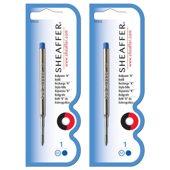 2PK Sheaffer Roller Ball Pen Refill Single Slim Medium Blue