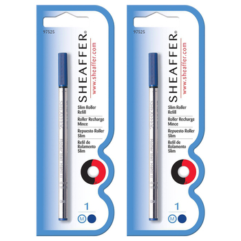 2PK Sheaffer Slim Roller Ball Pen Refill Medium Blue Ink Single