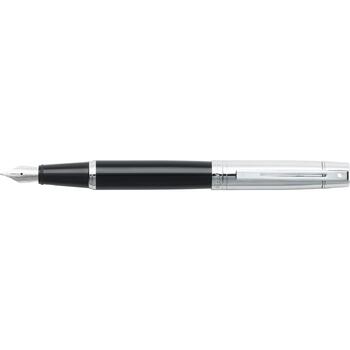 Sheaffer 300 Gloss Fountain Pen Medium Nib Black/Chrome Trim Cap