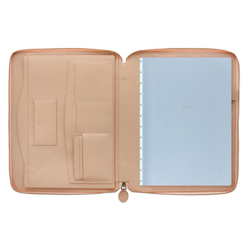 Filofax Classic Stitch A4 Writing Folio Notebook Soft Zip Leather - Peach