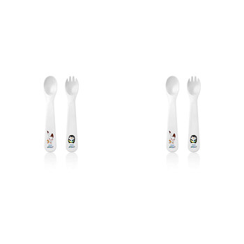 2PK Philips Avent Toddler Fork & Spoon Plastic Cutlery Set 12m+