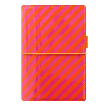 Filofax Domino Patent Personal Organiser - Orange/Pink Stripes