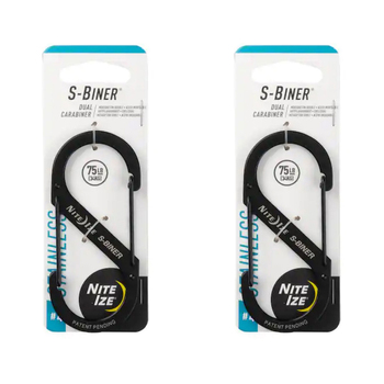 2PK Nite Ize S-Biner 10cm Stainless Steel Dual Carabiner #4 - Black