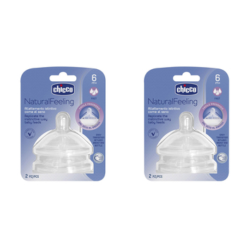 2x Chicco Nursing Baby NaturalFeeling Fast Flow Silicone Teat 6m+