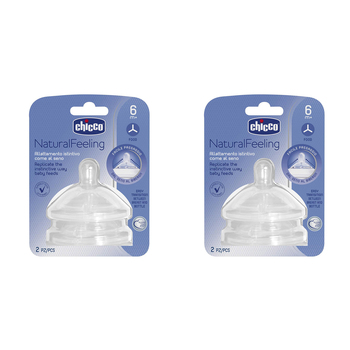 2x Chicco Nursing Baby NaturalFeeling Food Flow Silicone Teat 6m+