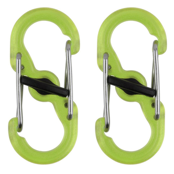 2x 2pc Nite Ize S-Biner Microlock Polycarbonate Carabiner - Lime