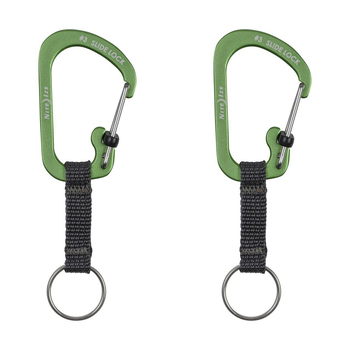 2PK Nite Ize Slidelock 11cm Aluminum Keyring Carabiner - Lime