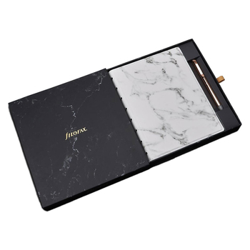 Filofax A5 Patterns Marble Notebook w/ Rose Gold Ball Pen