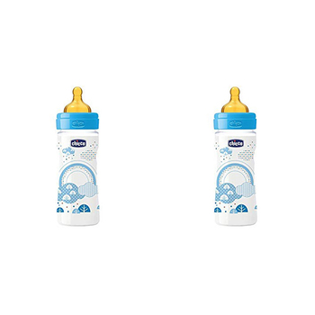 2PK Chicco Nursing Baby Well-Being Latex 250ml Feeding Bottle/Teat 2m+ Boy