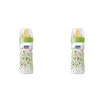 2PK Chicco Nursing Baby Well-Being Latex 250ml Feeding Bottle/Teat 2m+ Unisex